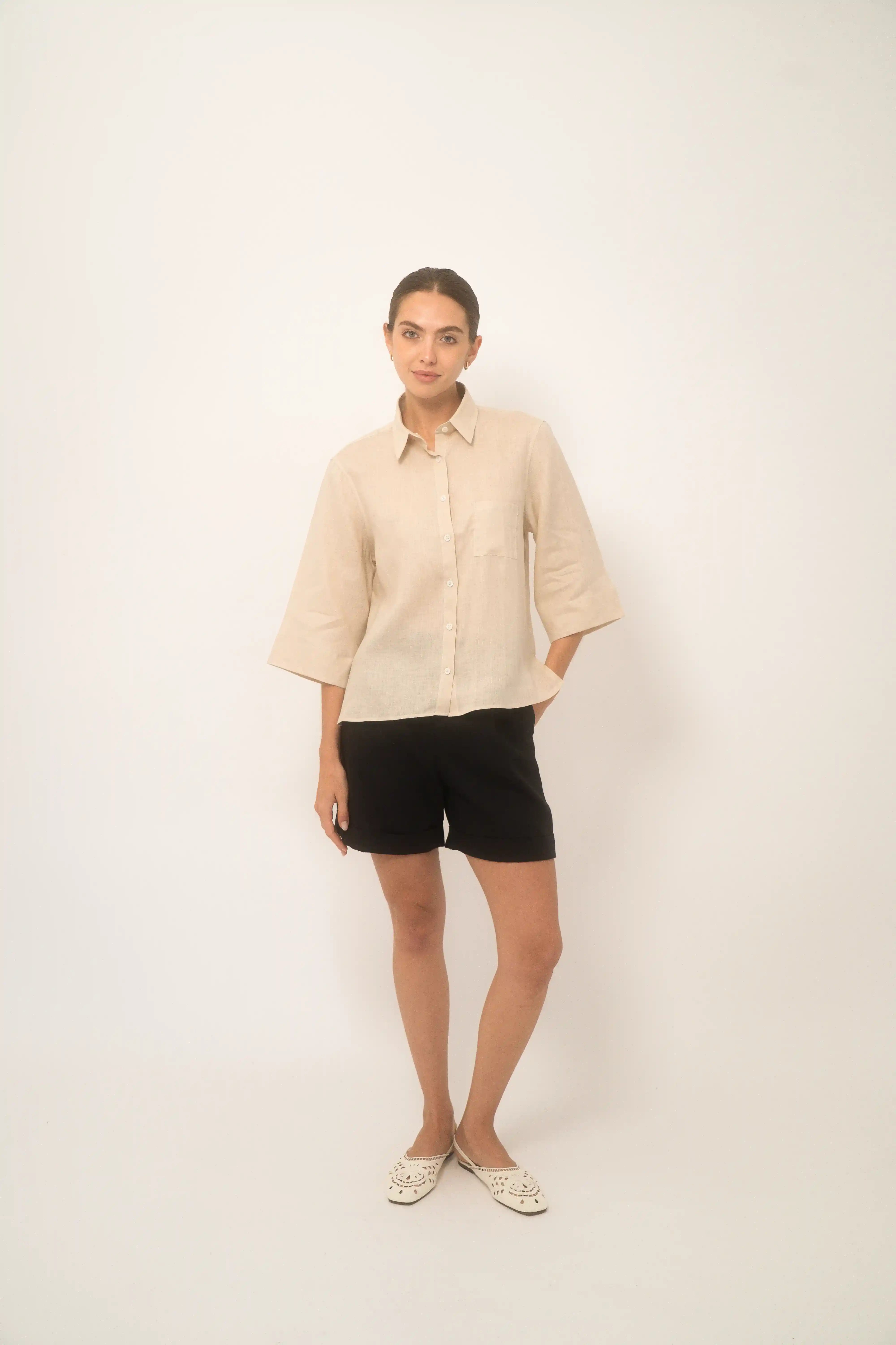 Boyfriend Shirt Mujer - European Flax