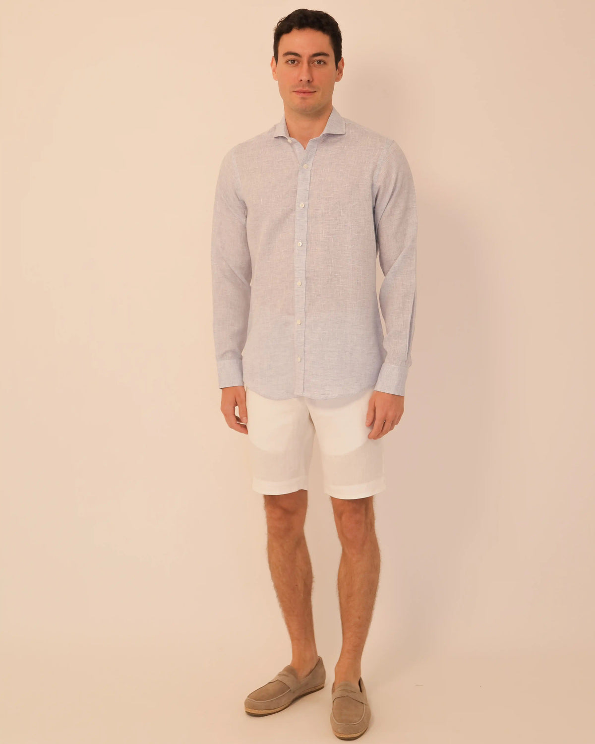 Camisas 100% Lino Cuello Francés Jaspeada - European Flax