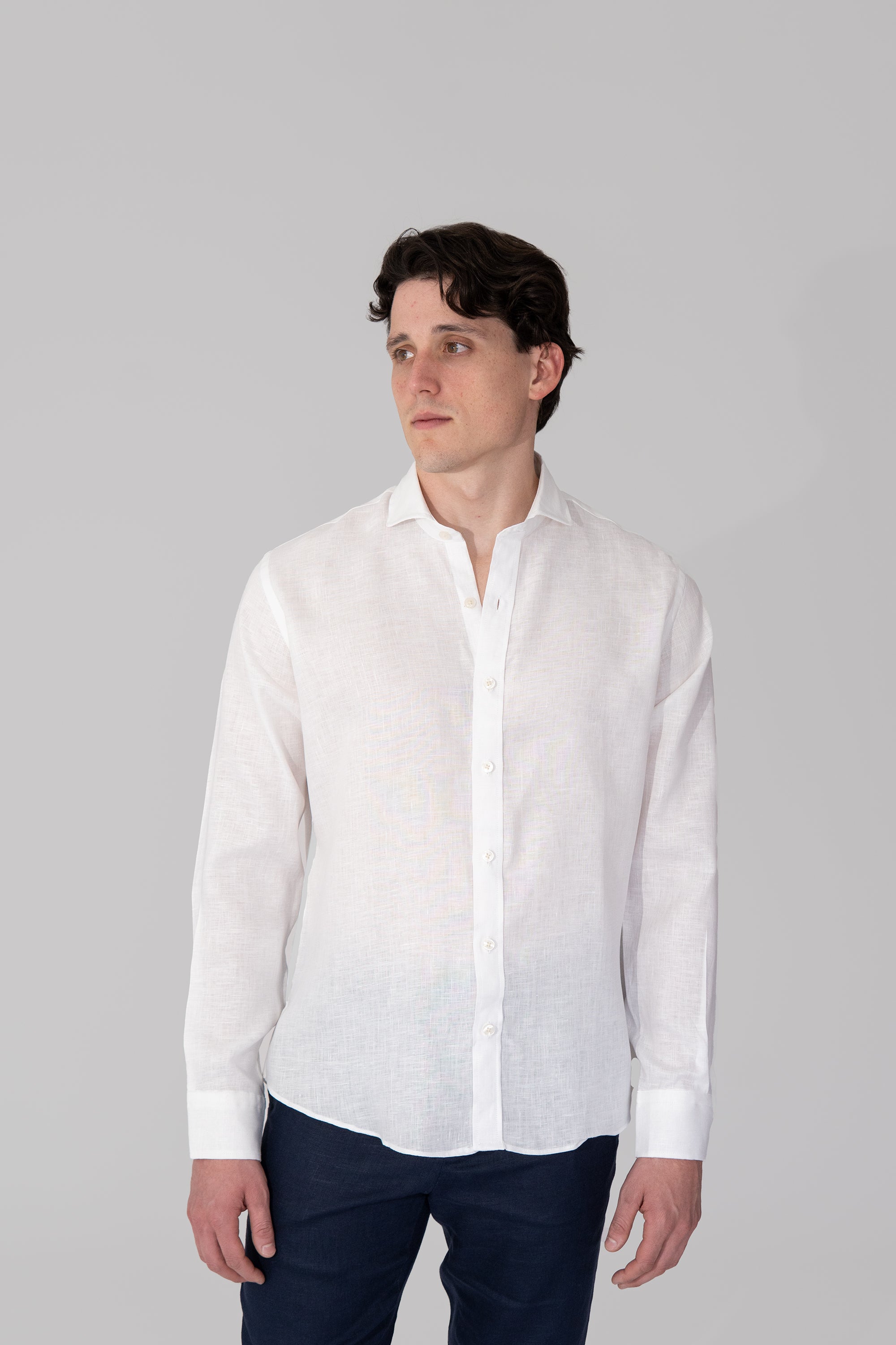 Camisas 100% Lino Cuello Francés