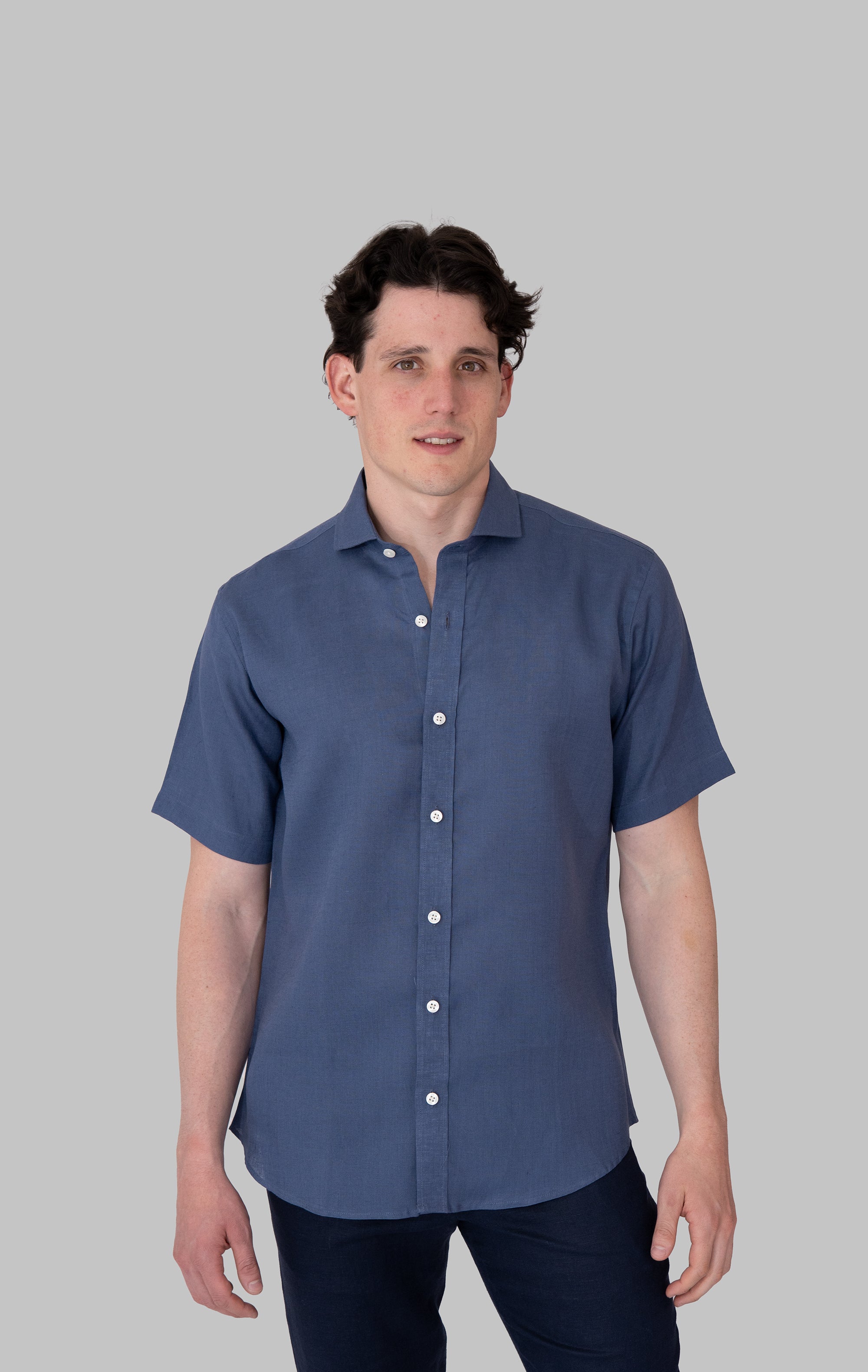 Camisas 100% Lino Cuello Francés Manga Corta- European Flax