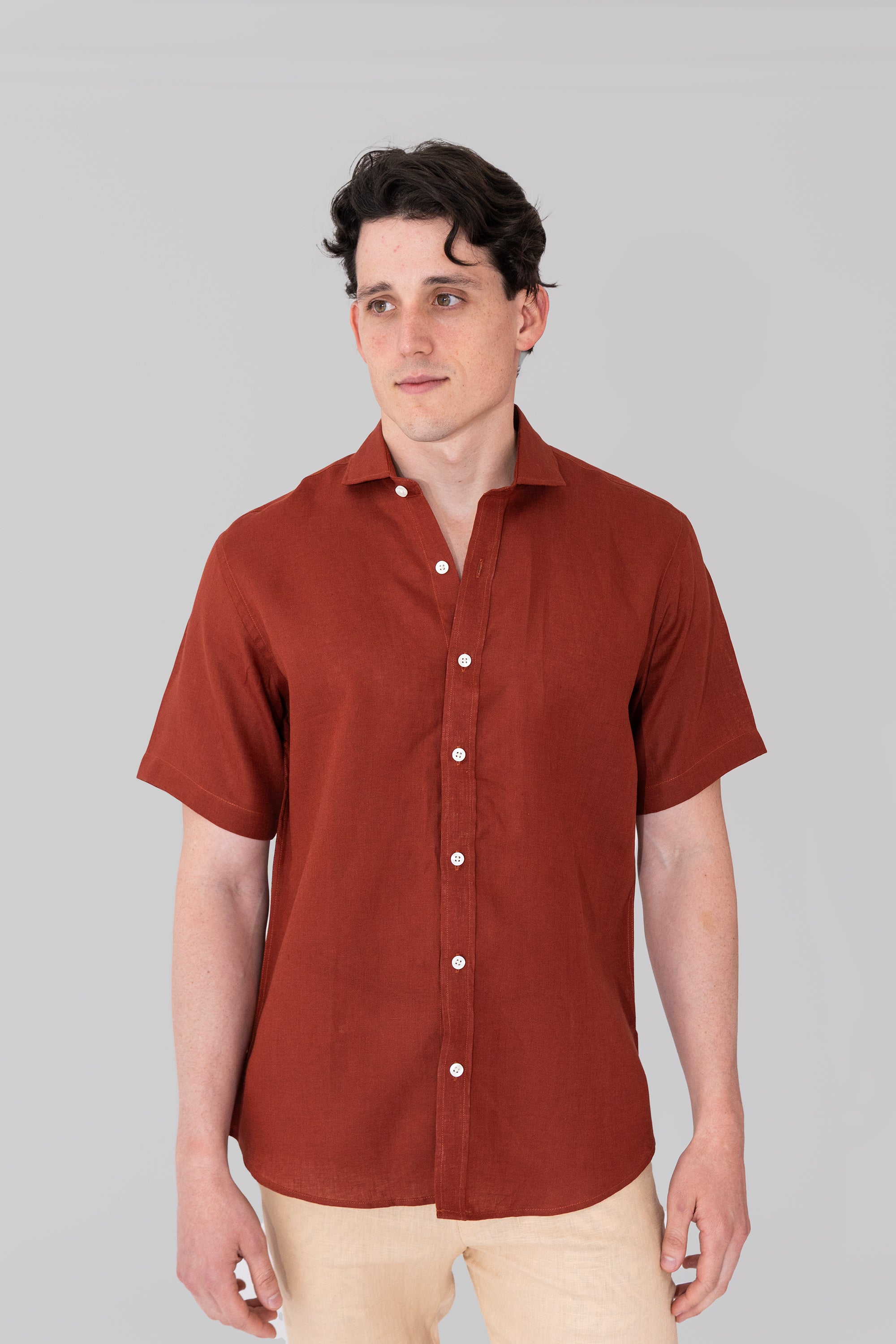 Camisas 100% Lino Cuello Francés Manga Corta- European Flax