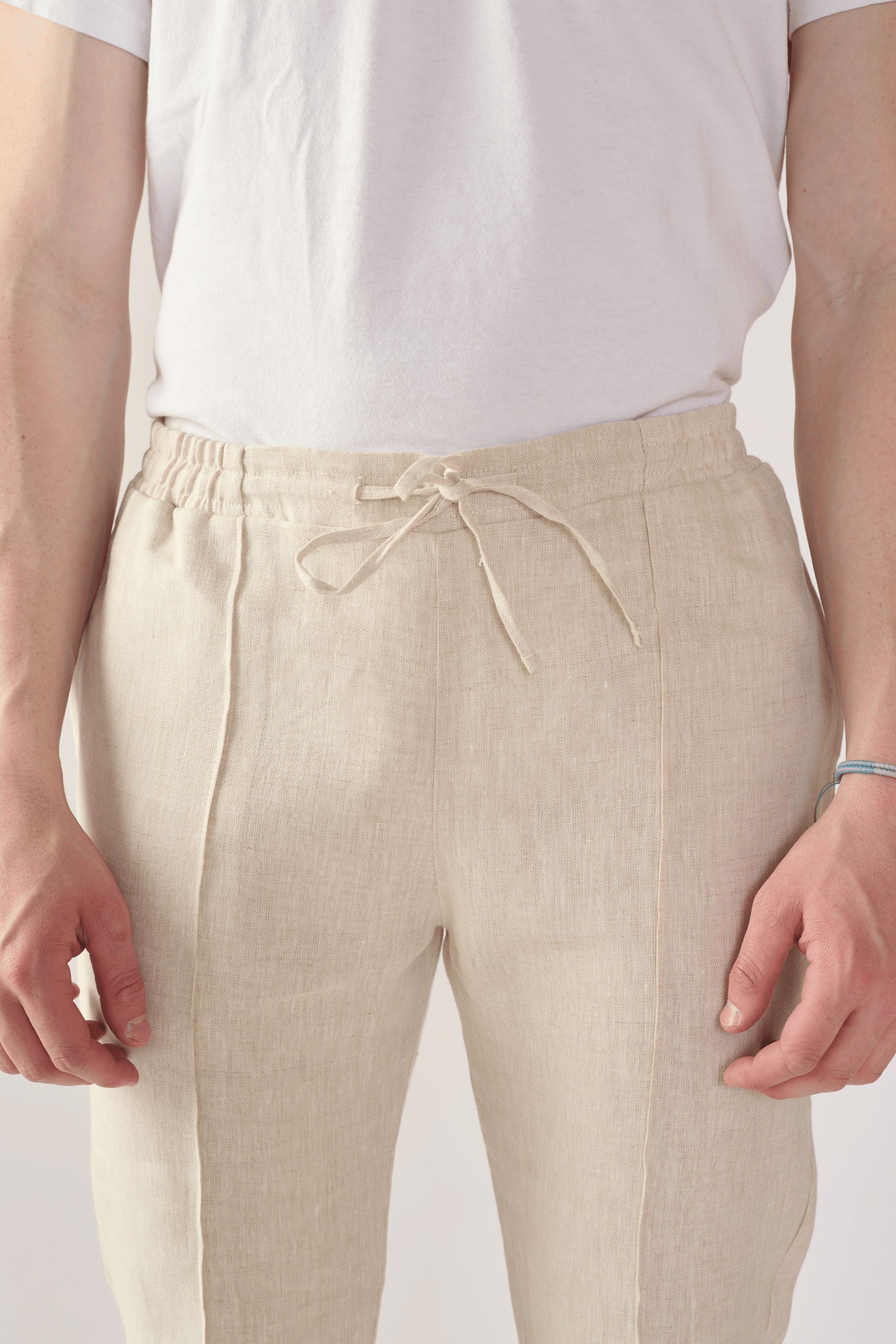 Pantalón Leisure Con Prenses 100% Lino