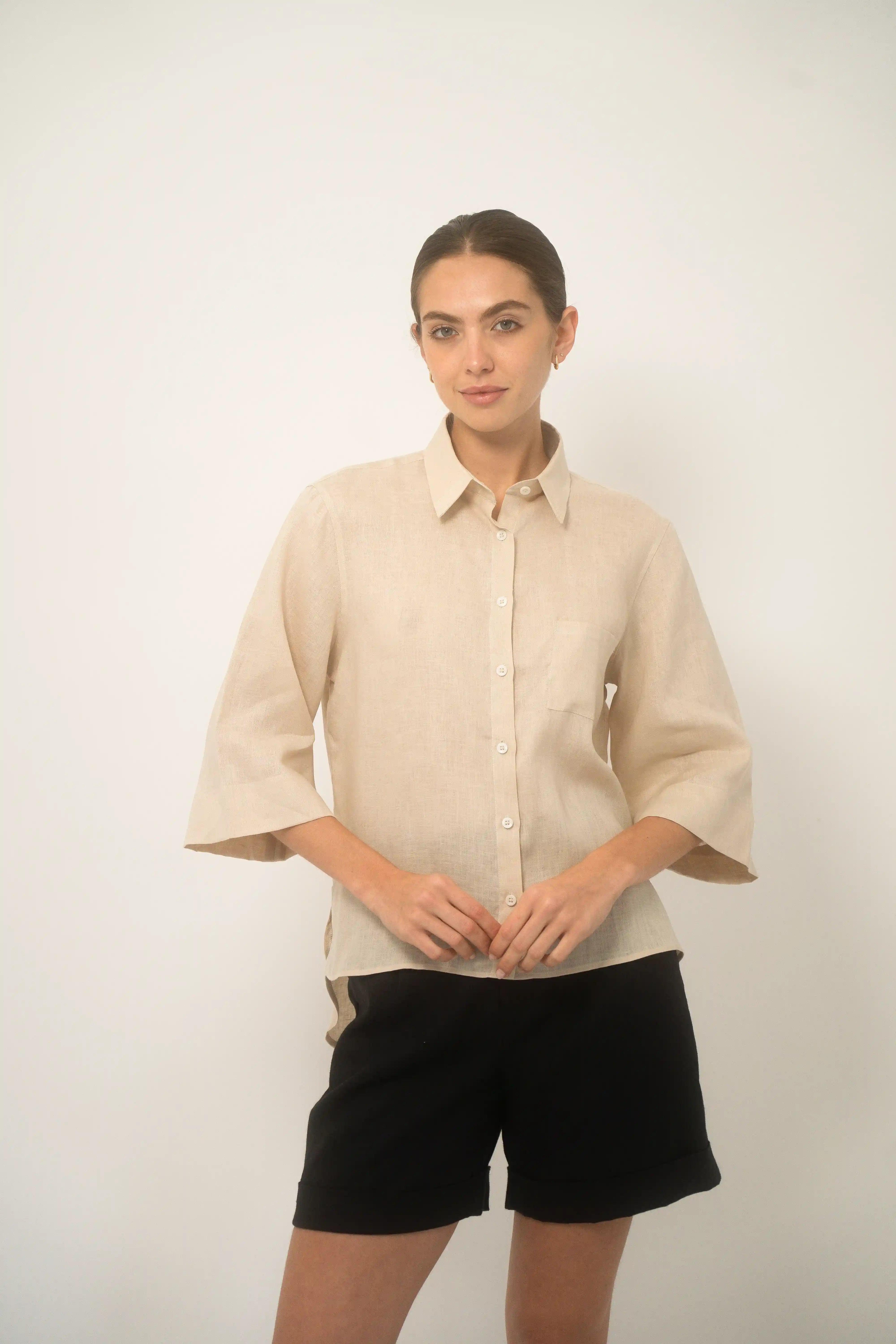 Boyfriend Shirt Mujer - European Flax