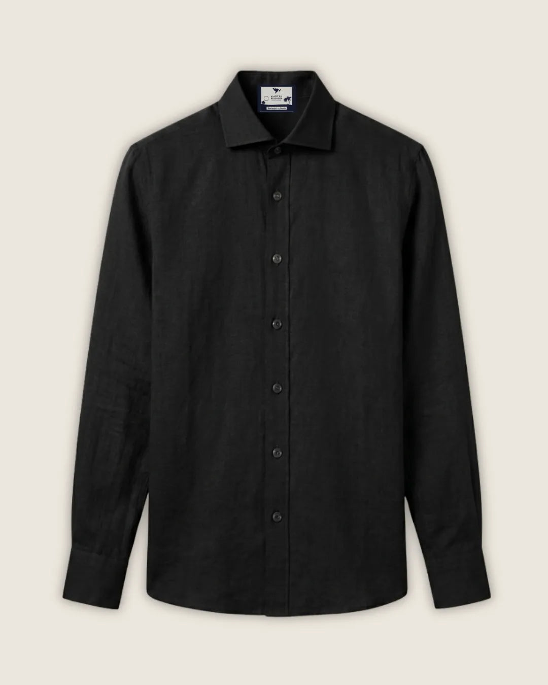 Camisa 100% Lino Cuello Francés- European Flax Jet Black
