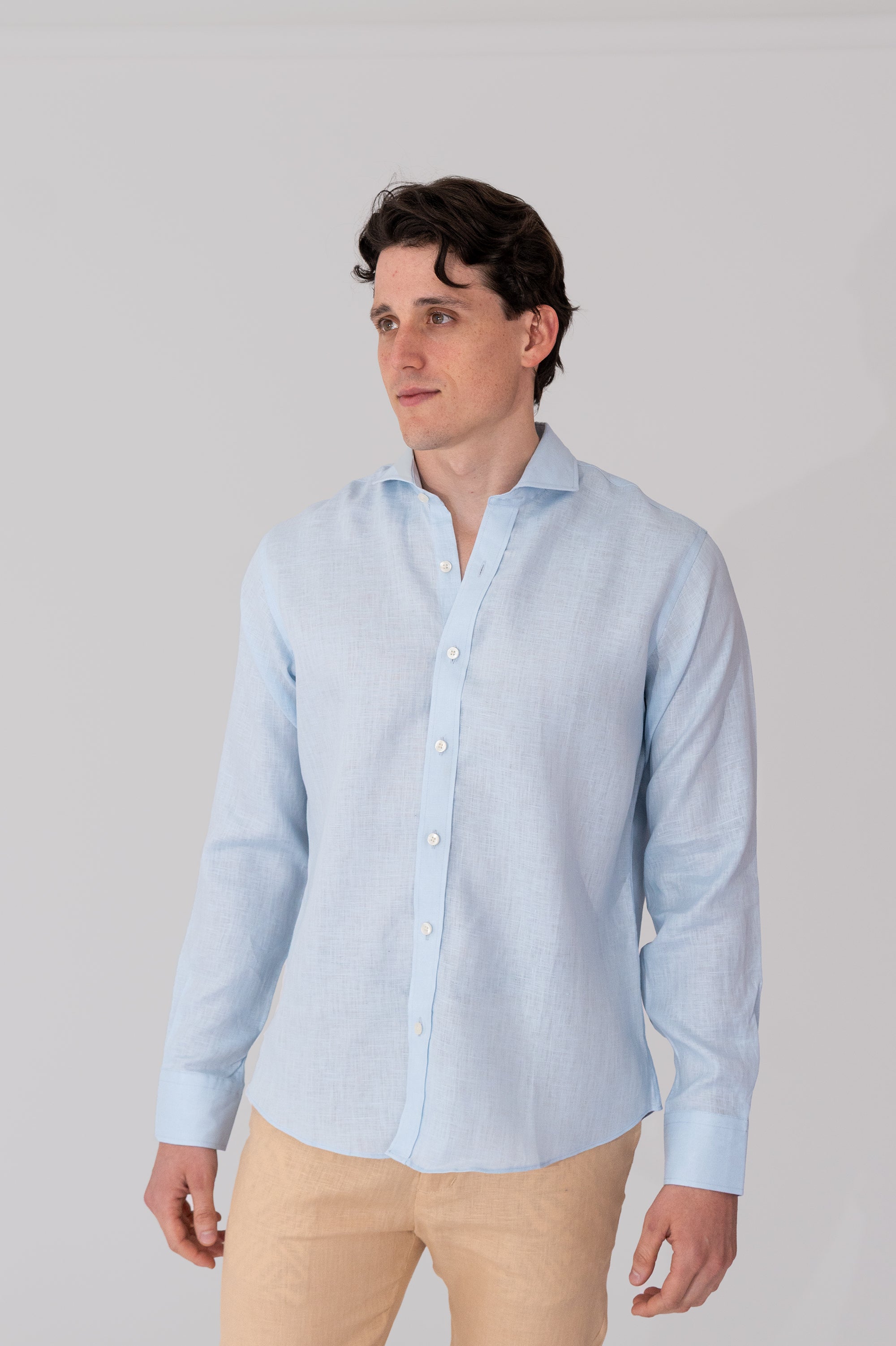 Camisas 100% Lino Cuello Francés