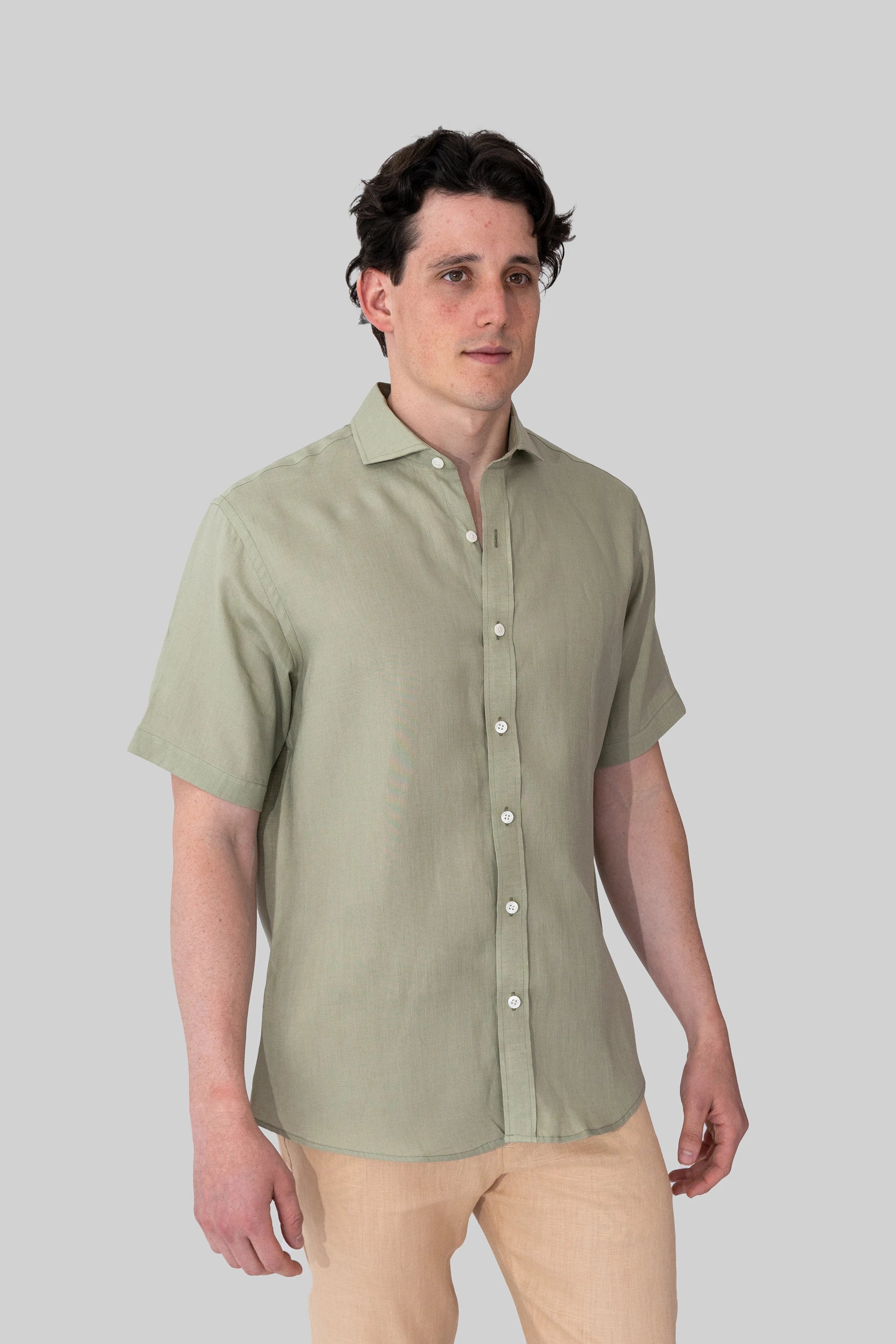 Camisas 100% Lino Cuello Francés Manga Corta- European Flax