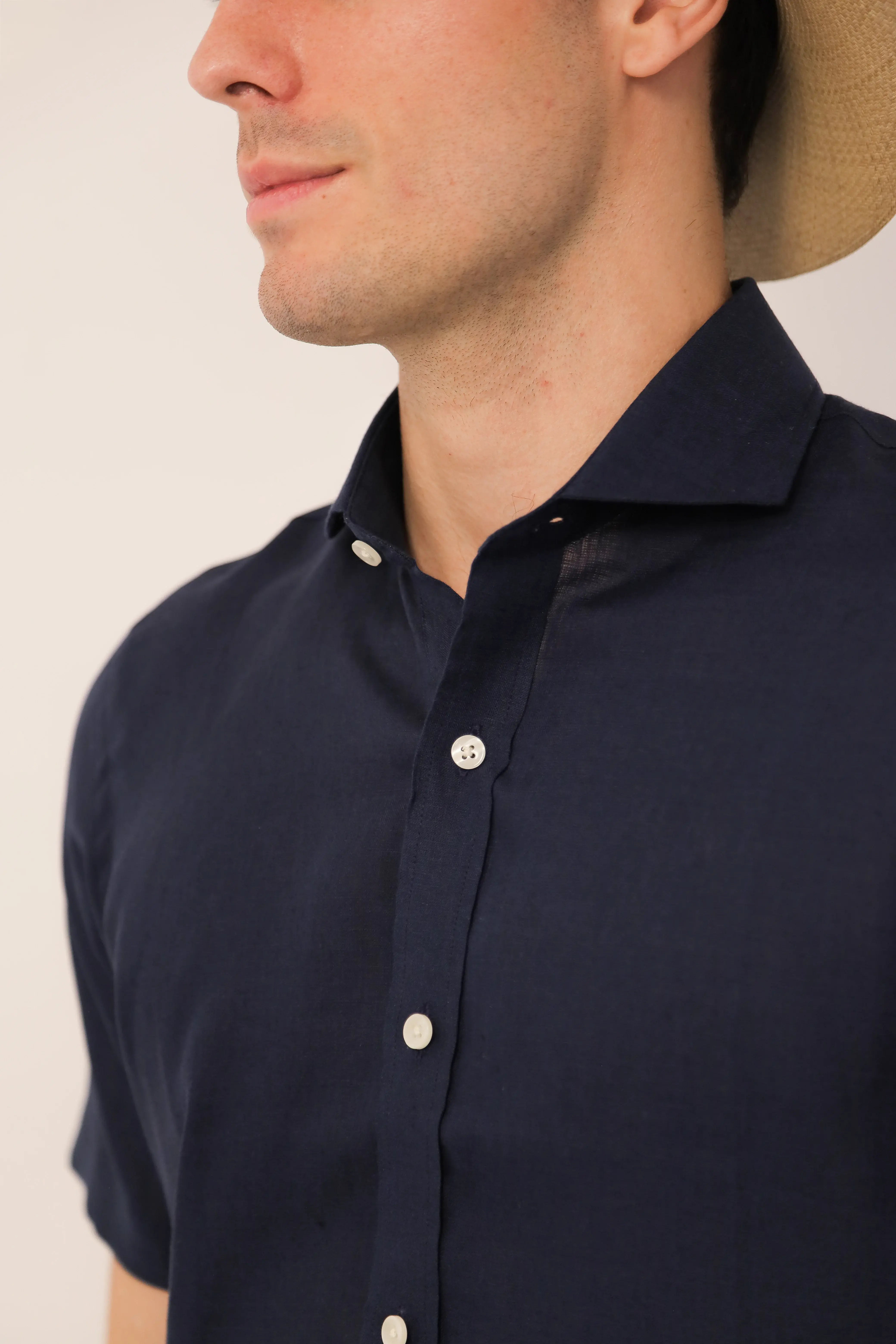 Camisas 100% Lino Cuello Francés Manga Corta- European Flax