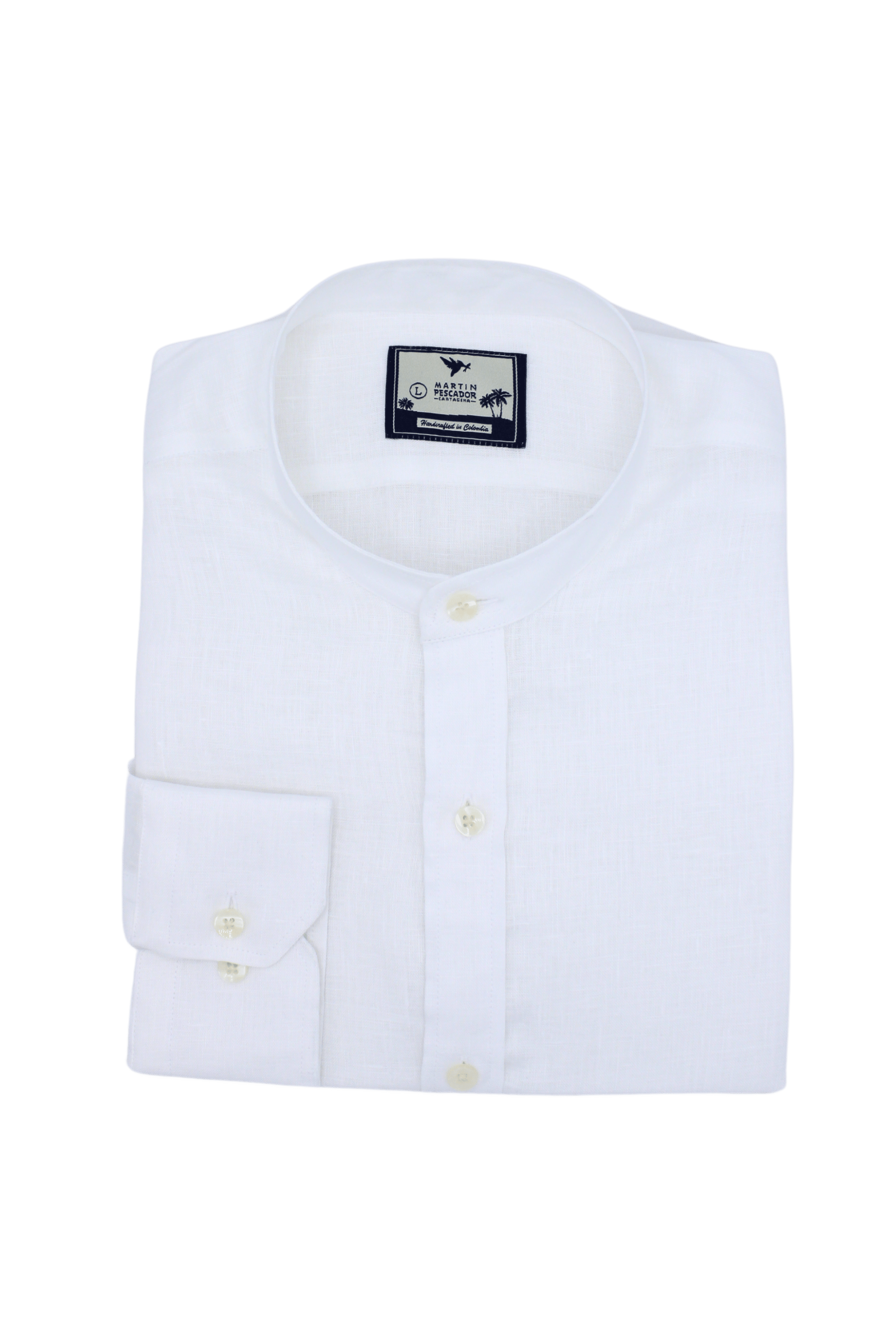 Camisas 100% Lino Cuello Nerú Botón Blanco