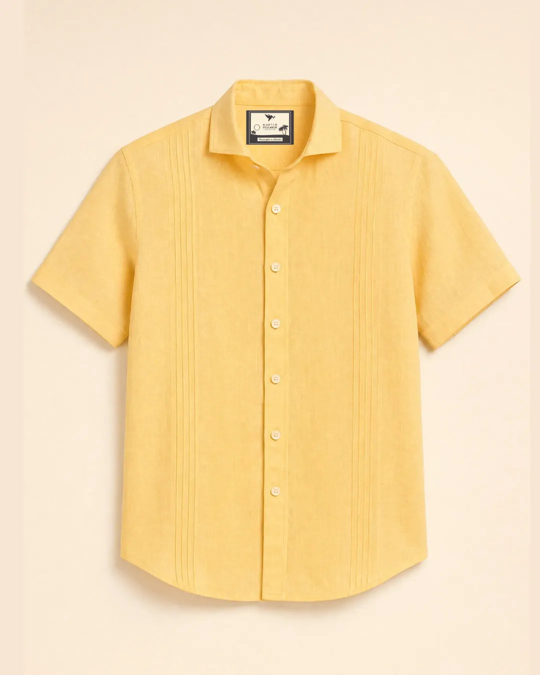 Guayabera 100% Lino Cuello Francés Manga Corta