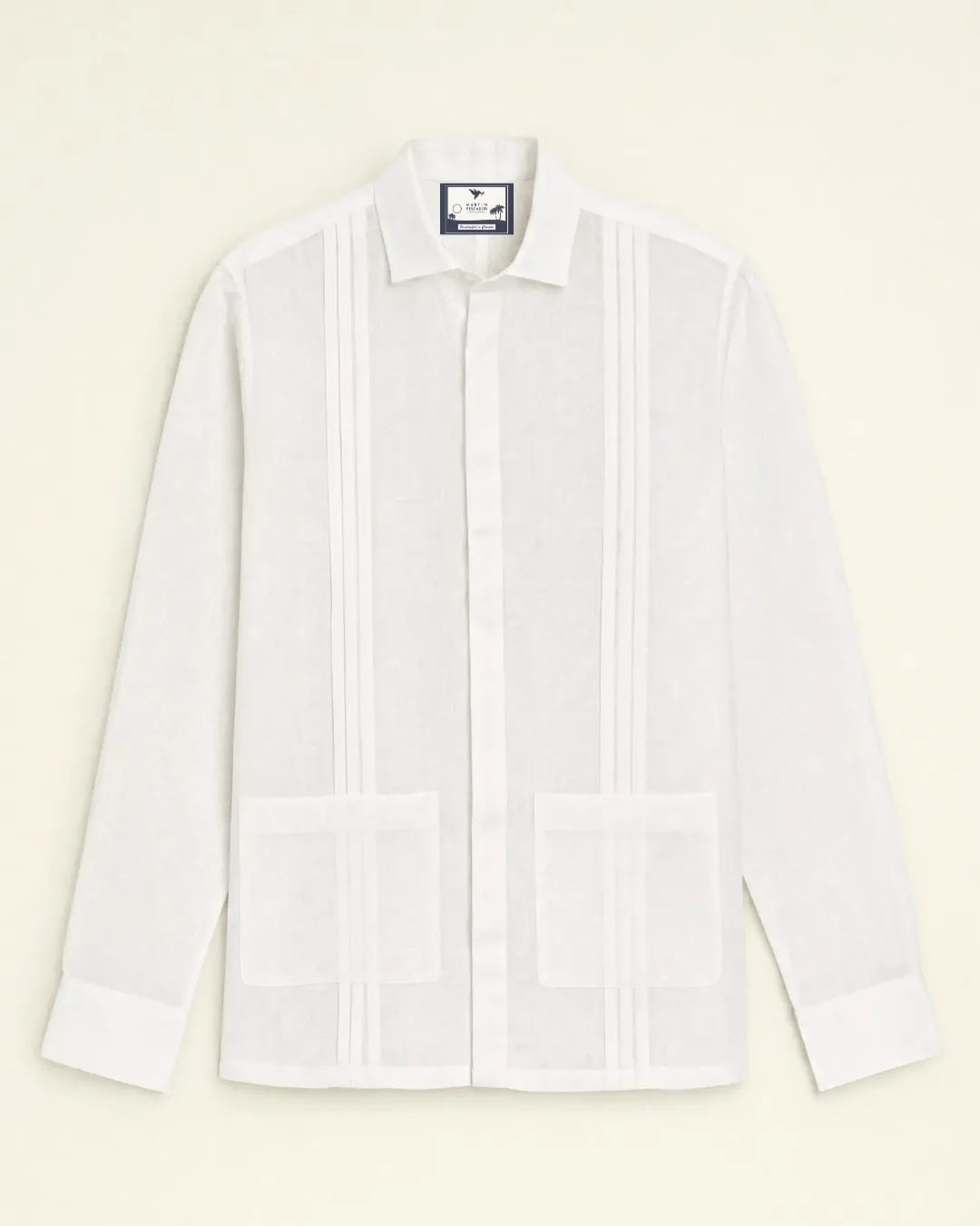 Guayabera Con Pliegues y Bolsillos - Covered Placket
