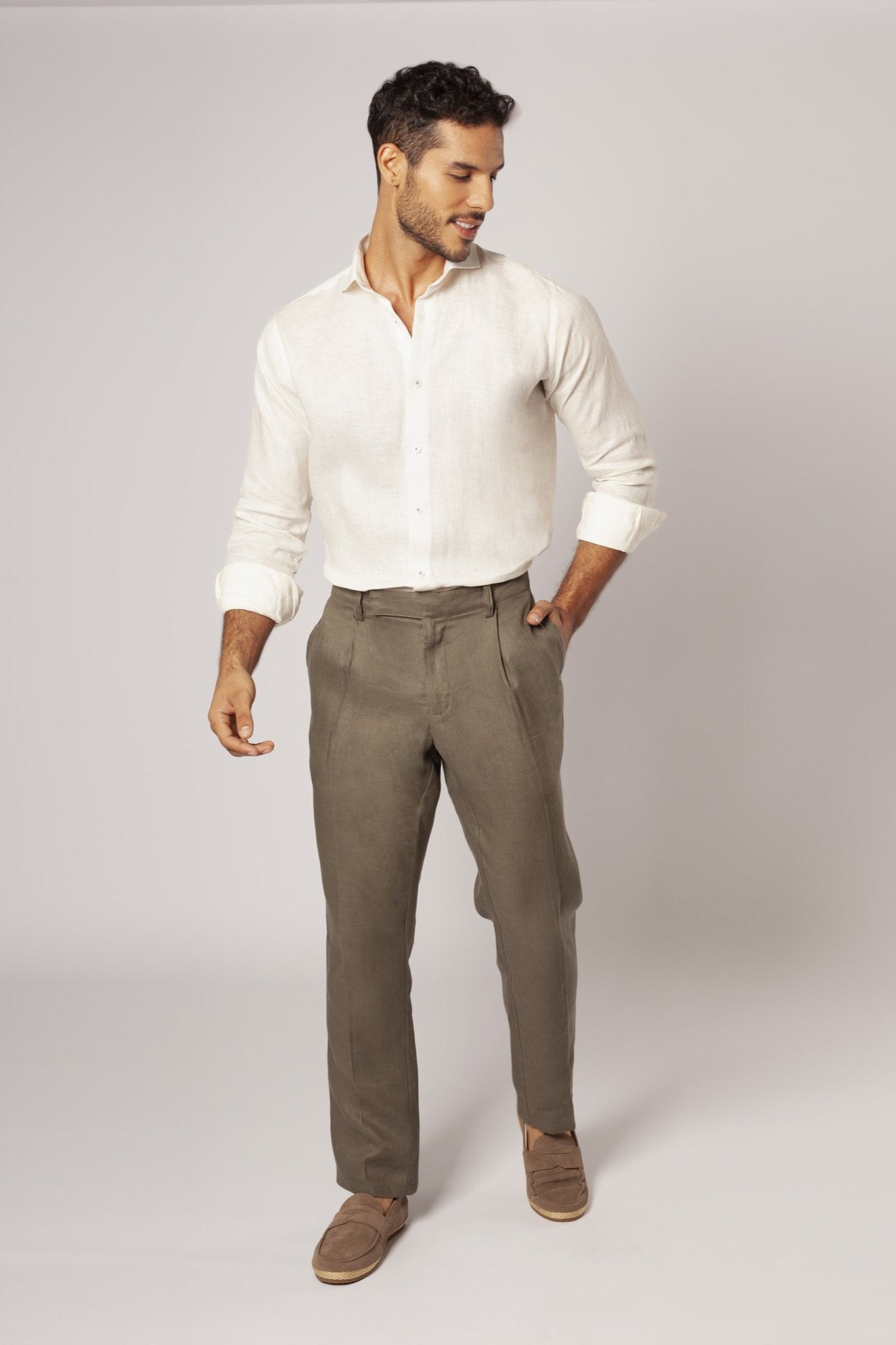 Pantalón Con Prenses 100% Lino - European Flax