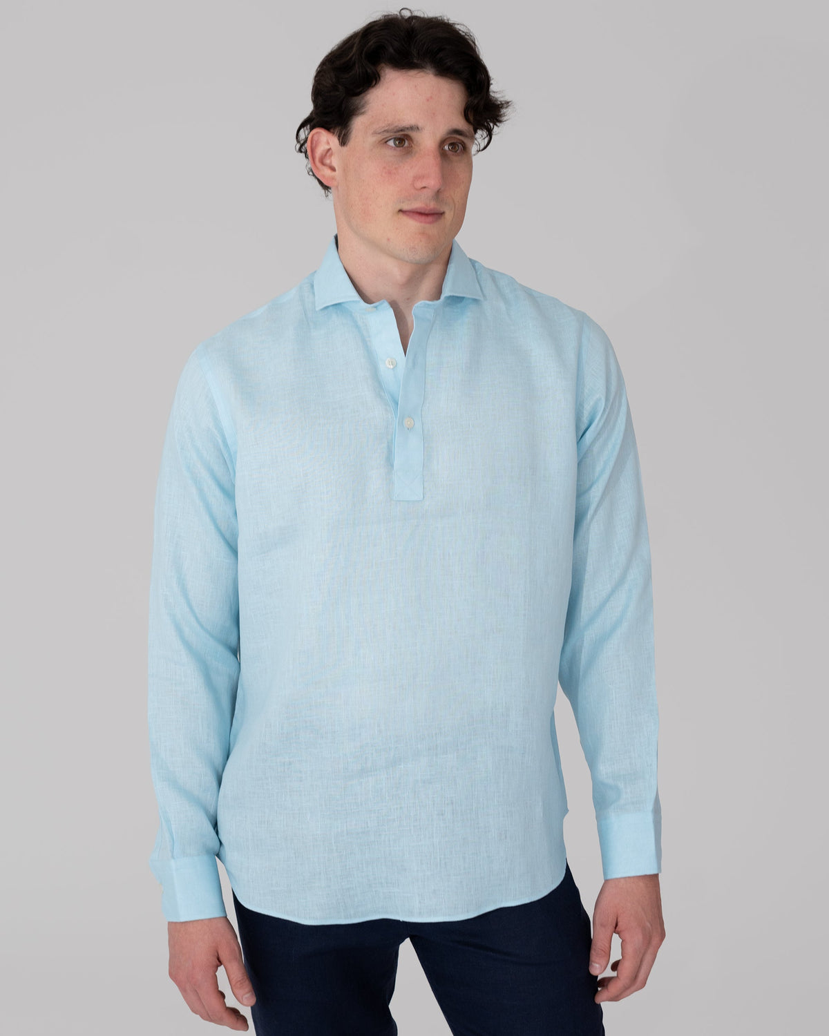 Polera 100% Lino Cuello Francés