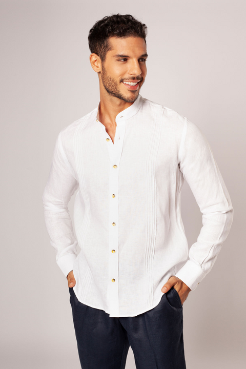 Guayabera 100% Lino Cuello Nerú