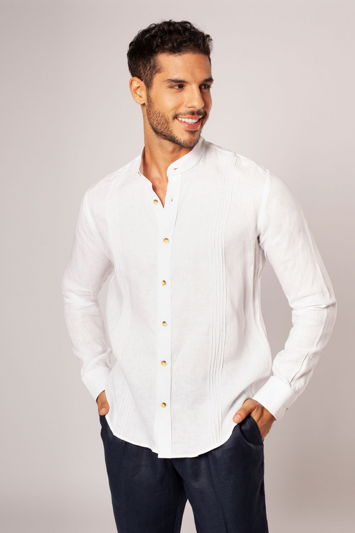Guayabera 100% Lino Cuello Nerú