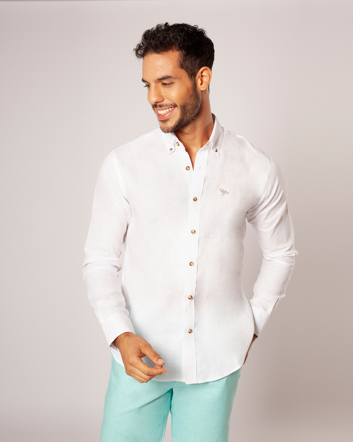 Camisas 100% Lino Cuello Button Down