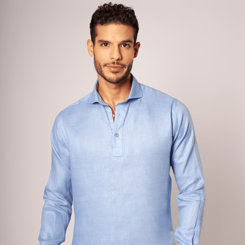 Polera 100% Lino Cuello Francés